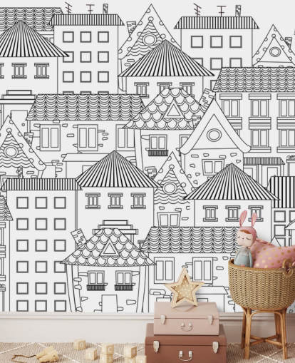 doodled houses wallpaper