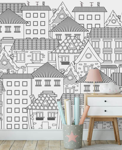 doodled houses wallpaper