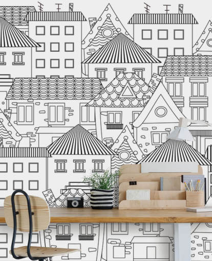 doodled houses wallpaper