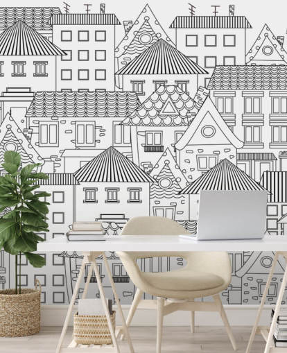 fondo de pantalla doodled houses