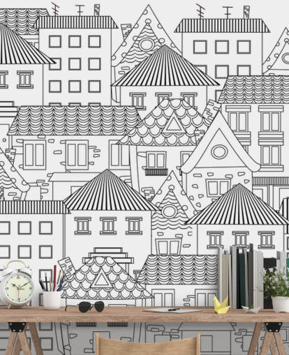 doodled houses wallpaper