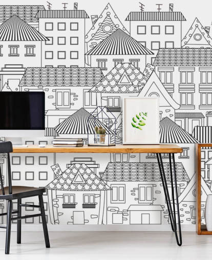 doodled houses wallpaper