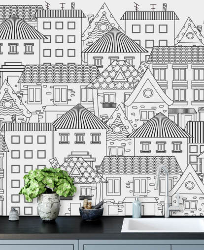 papier peint maisons griffonnées papier peint maisons griffonnées