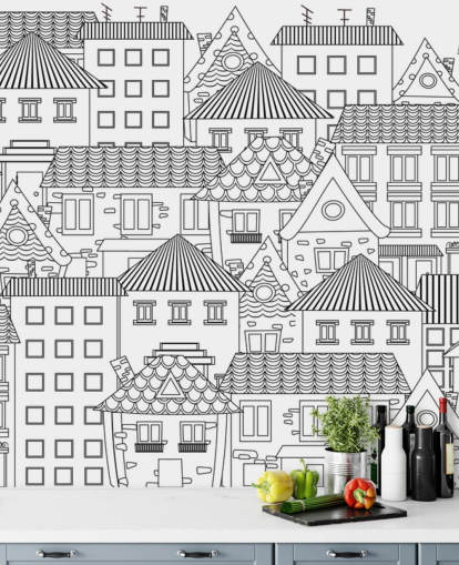 papier peint maisons griffonnées papier peint maisons griffonnées