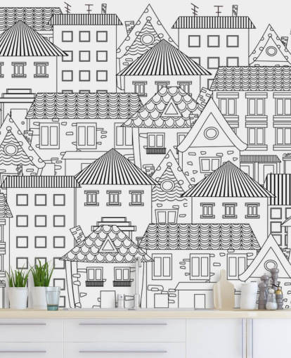 fondo de pantalla doodled houses