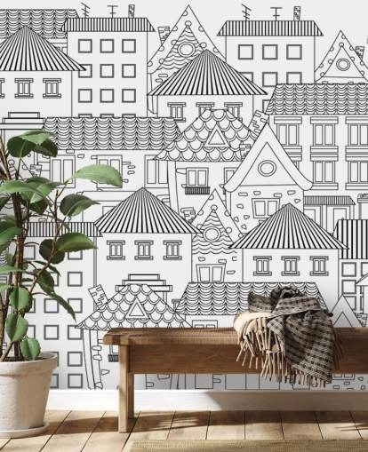 doodled houses wallpaper