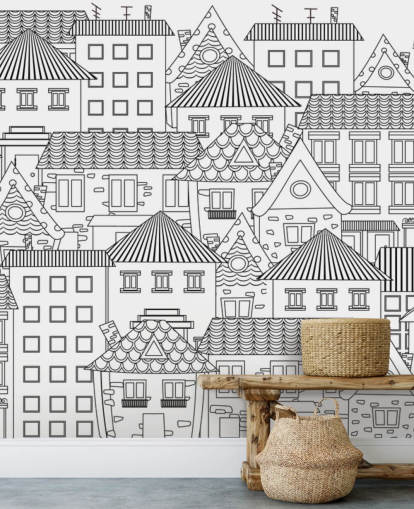 fondo de pantalla doodled houses