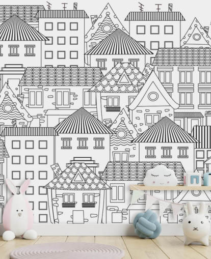 doodled houses wallpaper