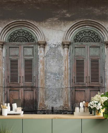 papel de parede de duas portas antigas