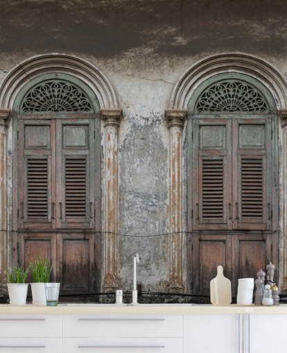 fondo de pantalla de dos puertas viejas