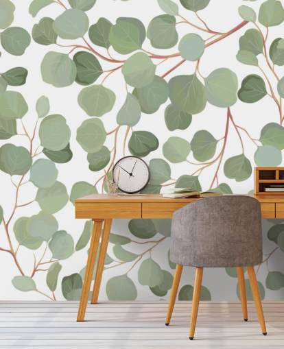 sage green leaves wallpaper