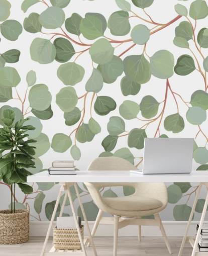 sage green leaves wallpaper