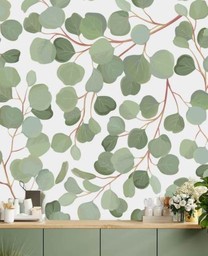 sage green leaves wallpaper