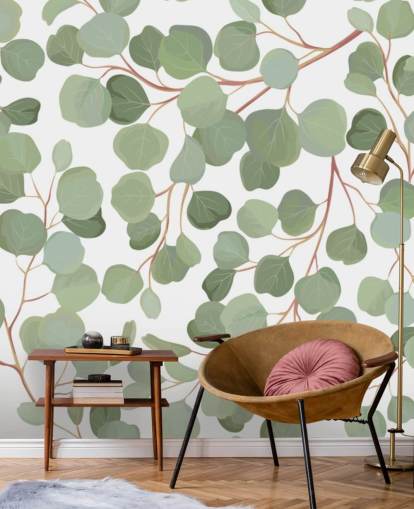 sage green leaves wallpaper