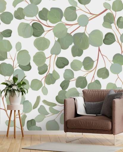 sage green leaves wallpaper