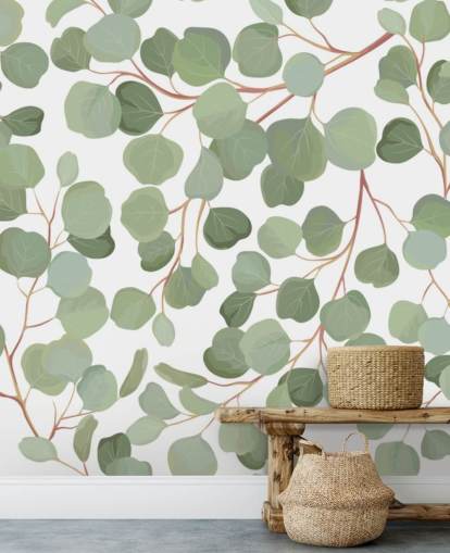 sage green leaves wallpaper