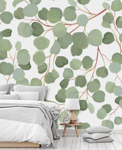 saliegroene bladeren behang