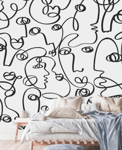 ansigt linje kunst tapet