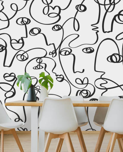 papel de parede face line art papel de parede face line art