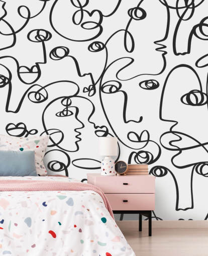 ansikt linje kunst tapet