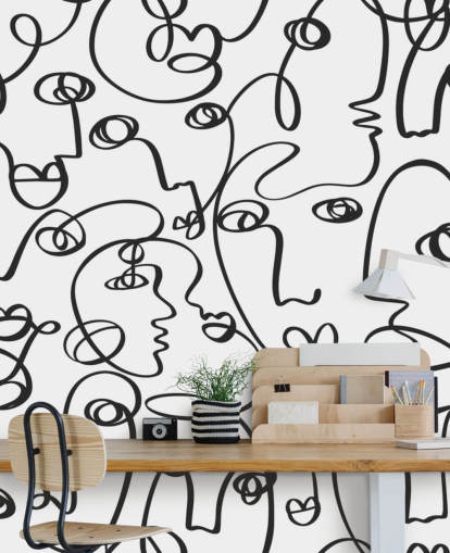 face line art wallpaper
