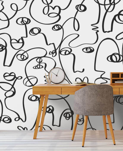 face line art wallpaper