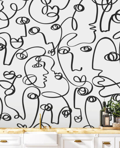 face line art wallpaper