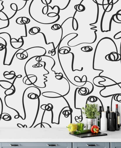 face line art wallpaper