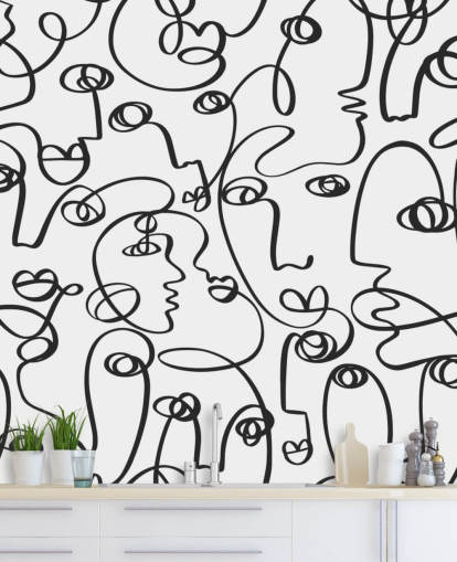 ansigt linje kunst tapet
