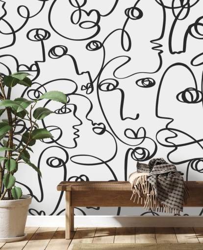 face line art wallpaper