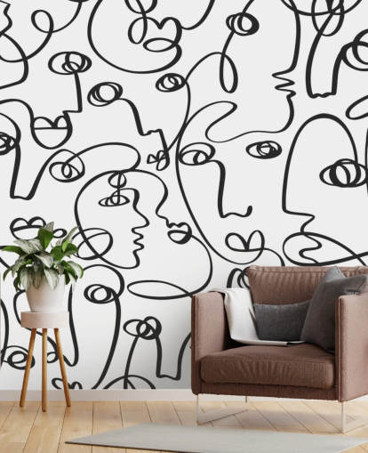 ansikt linje kunst tapet