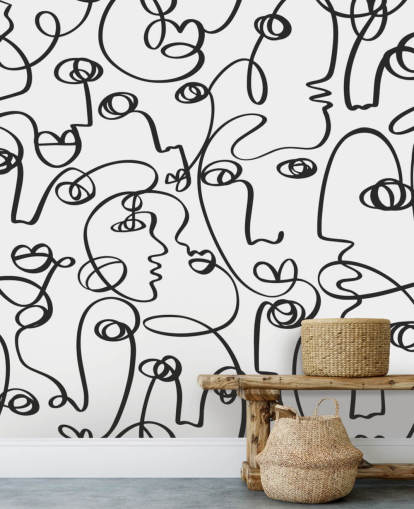 face line art wallpaper