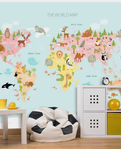 fondo de pantalla de mapa mundial de animales en tonos pastel fondo de pantalla de mapa mundial de animales en tonos pastel