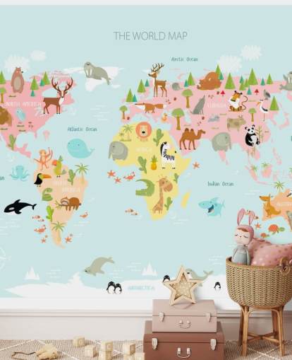 pastel toned animals world map wallpaper pastel toned animals world map wallpaper