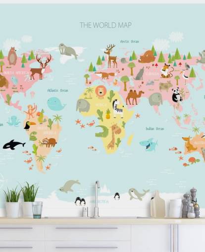 pastel toned animals world map wallpaper pastel toned animals world map wallpaper