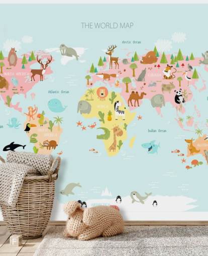 pastel toned animals world map wallpaper pastel toned animals world map wallpaper