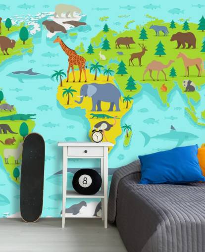 papel de parede colorido de mapas de animais