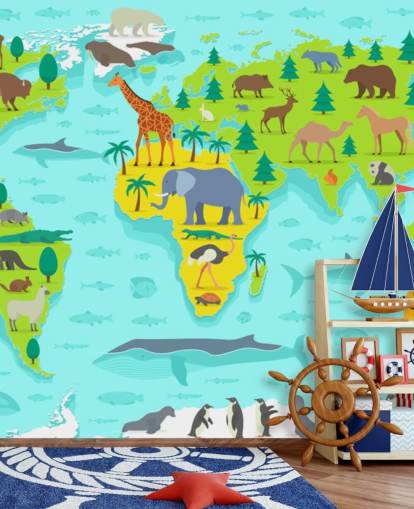 carta da parati colorata con mappa animale