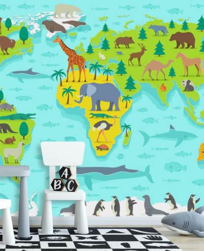 fond d'écran coloré avec carte des animaux