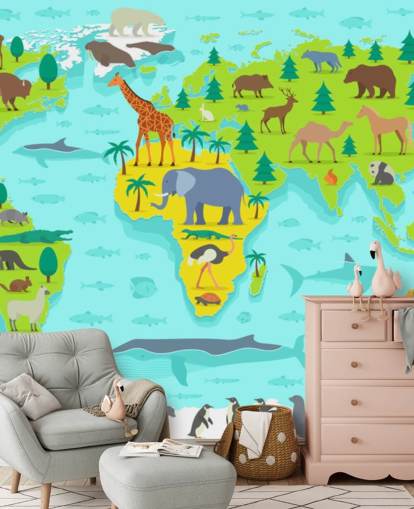 carta da parati colorata con mappa animale