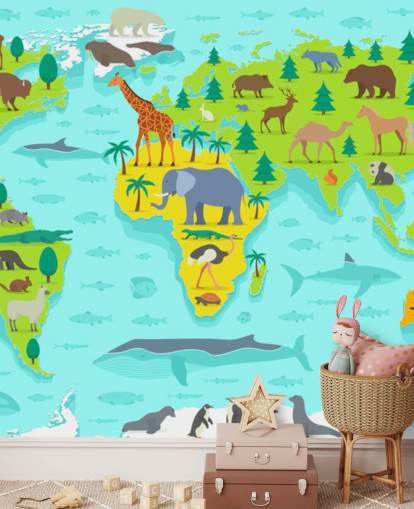 colourful animal map wallpaper