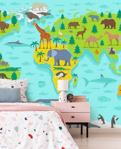 papel de parede colorido de mapas de animais
