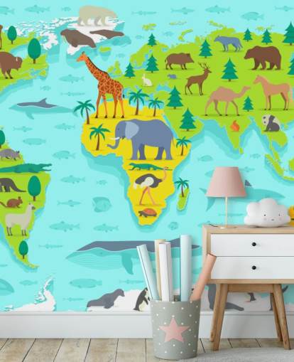 carta da parati colorata con mappa animale