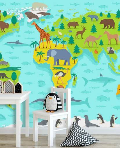 colorful animal map wallpaper