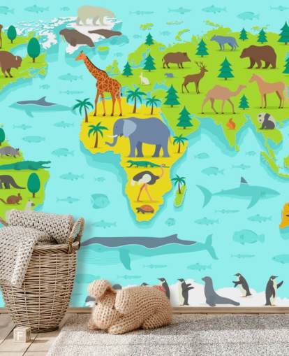 colourful animal map wallpaper