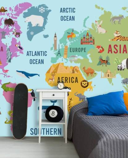 søte dyr tegneserie kart tapet