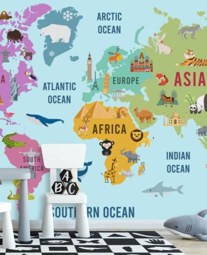 carta da parati carino mappa del fumetto animale