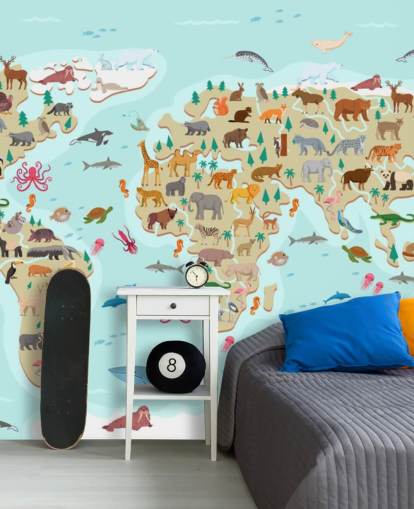 dieren cartoon behang