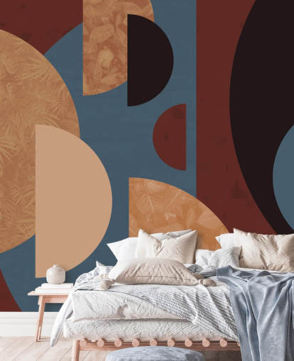 papel pintado de formas terracota, naranja y azul papel pintado de formas terracota, naranja y azul