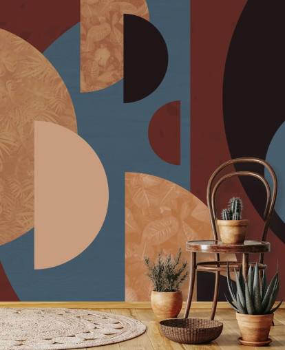 papel de parede de formas de terracota, laranja e azul